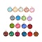 Glass Charms, with Rose Gold Cadmium Free & Nickel Free & Lead Free Brass Findings, Long-Lasting Plated, Faceted Flat Round, Mixed Color, 9x7x3mm, Hole: 1mm