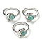 Natural Amazonite Adjustable Rings, with Platinum Brass Findings, Long-Lasting Plated, Jewely for Women, Moon with Round, US Size 8(18.1mm).