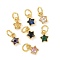 Star Brass Micro Pave Cubic Zirconia Pendants, Rack Plating, Long-Lasting Plated, Cadmium Free & Lead Free, Golden, with Jump Ring, Mixed Color, 7.5x5.5x2.5mm, Hole: 3.5mm