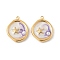304 Stainless Steel Enamel Pendants, with ABS Plastic Imitation Pearl, Ion Plating(IP), Real 18K Gold Plated, Starfish, Flat Round, 19.5x15.5x4.5mm, Hole: 1.5mm