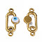 304 Stainless Steel Enamel Connector Charms, Golden, Oval with Evil Eye, White, 23x10x3mm, Hole: 1.6mm