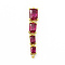 Brass Pave Cubic Zirconia Connector Charms, Cadmium Free & Lead Fre, Four Rectangle Links, Deep Pink, 31x6x3.5mm, Hole: 0.9mm