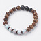 Natural Lava Rock & Wenge Wood Beads & Coconut Stretch Bracelets, with Natural Shoushan Stone/Larderite and Alloy Findings, 2 inch(5~5.2cm)