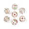 Luminous Handmade Gold Sand Lampwork Beads, Round with Flower, with Enamel, Glow in the Dark, White, 11.5~13.5mm, Hole: 1.2~1.6mm