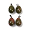 Natural Unakite Pendants, Teardrop Charms, with Stainless Steel Snap on Bails, Stainless Steel Color, 23x13mm, Hole: 3x5.5mm