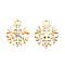 Alloy Pendants, with Crystal Rhinestone, Snowflake, Light Gold, Light Gold, 16x13x3mm, Hole: 1.8mm