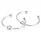 Tarnish Resistant 304 Stainless Steel Love Knot Cuff Bangle Making, with End Round Beads, Stainless Steel Color, Inner Diameter: 2-1/2 inch(63~66mm)