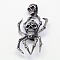 Fashionable Retro Halloween Jewelry 304 Stainless Steel Pendants, Spider and Skull, Antique Silver, 64x30~33x9mm, Hole: 5x12mm