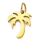 304 Stainless Steel Charms, Real 18K Gold Plated, Laser Cut, Coconut Tree, 10.5x9x1mm, Hole: 2.5mm, 5pcs/set