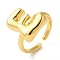 Initials Brass Open Cuff Ring for Women, Cadmium Free & Nickel Free & Lead Free, Letter E, 16.5x14.5mm, Adjustable