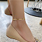 Stainless Steel Charm Anklets for Women, Real 18K Gold Plated, Flat Round, 8.27 inch(21cm)
