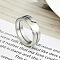 304 Stainless Steel Finger Rings, Slit Steel Rings, Stainless Steel Color, US Size 9(18.9mm)