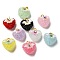 Druzy Resin Pendants, Heart Charms with Rhinestone and Rack Plating Golden Tone Brass Snap on Bails, Long-Lasting Plated, Cadmium Free & Lead Free, Mixed Color, 21x19.5x14.5mm, Hole: 3x6mm