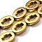Electroplated Synthetic Non-magnetic Hematite Beads Strands, Oval with Cross, Golden Plated, 13.5x9.5x3.5mm, Hole: 0.8mm, about 29pcs/strand, 15.75''(40cm)