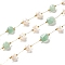 Natural Pearl & Green Aventurine Beaded Chains, with Stainless Steel Findings, Long-Lasting Plated, Soldered, Golden, 5~9.5x4~8x2~5mm, 4~6x5.5~8mm