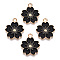 Alloy Enamel Pendants, Sakura Flower, Light Gold, Black, 20.5x17.5x1.5mm, Hole: 2mm