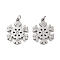 304 Stainless Steel Pendants, with Cubic Zirconia, Snowflake, with Jump Ring, Stainless Steel Color, 17x13.5x1.5mm, Hole: 2.5mm