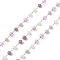 Handmade Glass Beaded Chains, Faceted, Unwelded, with 304 Stainless Steel Chains, Golden, Round, Rosy Brown, 3x2.5mm