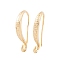 Rack Plating Eco-friendly Brass Earring Hooks, with Horizontal Loop, Lead Free & Cadmium Free, Real 24K Gold Plated, 19x2.5mm, Hole: 2mm, 24 Gauge, Pin: 0.5mm