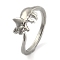 Brass Cuff Rings, Open Rings, Dinosaur, Platinum, US Size 6 3/4(17.1mm)