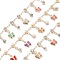 Handmade Brass Link Chains, with Colorful Glass Butterfly Charms, Soldered, with Spool, Light Gold, 6.5x8.5x9mm, 5.5x4x3mm, about 16.40 Feet(5m)/Roll