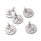 Non-Tarnish 304 Stainless Steel Charms, Flat Round with Constellation/Zodiac Sign, Capricorn, 12x1mm, Hole: 3mm
