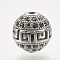 Brass Micro Pave Cubic Zirconia Beads, Cadmium Free & Lead Free, Hollow, Round, Black, Platinum, 10mm, Hole: 1.6mm