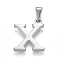 Non-Tarnish 304 Stainless Steel Pendants, Stainless Steel Color, Initial Letter.X, 20x16.5x1.8mm, Hole: 3x7mm