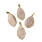 Natural Gemstone Pendants, Oval Charms with Rack Plating Golden Tone Brass Findings, 36~36.5x19.5~20x6~6.5mm, Hole: 6.5x3.5mm