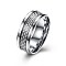 Men's Stainless Steel Finger Rings, Wide Band Ring, White, Platinum, US Size 8(18.1mm)