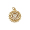 Brass Micro Pave Cubic Zirconia Pendants, Flat Round with Heart Charms, with Jump Ring, Cadmium Free & Lead Free, Rack Plating, Long-Lasting Plated, Real 18K Gold Plated, 23x21x4mm, Hole: 3mm