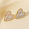 304 Stainless Steel Heart-shaped Stud Earrings, Vintage European American Earrings, Golden, White, 21x18mm