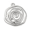 Anti-Tarnish 304 Stainless Steel Pendants, Vortex Flat Round Charm, Stainless Steel Color, 23x22.5x1.5mm, Hole: 1.8mm