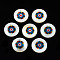 Printed Freshwater Shell Charms, with Enamel, Flat Round, Dodger Blue, 17.5~18.5x2.5~3.5mm, Hole: 1.2mm