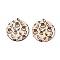 Printed Poplar Wood Pendants, Christmas Series, Deer, 43.5x40x2mm, Hole: 1.6mm