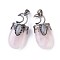 Natural Rose Quartz Pendants, with Brass Findings, Oval, Antique Silver, 44~46x20~21x16~17mm, Hole: 5x7mm