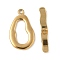 304 Stainless Steel Toggle Clasps, Golden, Teardrop, 34x20x2mm, Hole: 3mm