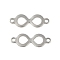 Non-Tarnish 201 Stainless Steel Connector Charms, Infinity Links, Stainless Steel Color, 7x20x1mm, Hole: 1.5mm