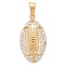 304 Stainless Steel Pendants, Sports Charms, with Crystal Rhinestone, Rugby Ball, Golden, 44.5x24.5x9mm, Hole: 8x11mm