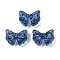 Transparent Glass Beads, Bowknot, Baking Paint, Prussian Blue, 13x17.5x8.5mm, Hole: 1mm