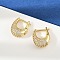 Oval Brass Micro Pave Clear Cubic Zirconia Hoop Earrings, Cadmium Free & Lead Free, Rack Plating, Long-Lasting Plated, Real 18K Gold Plated, 17x6.5x14mm