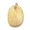 Rack Plating Brass Pendants, Cadmium Free & Lead Free, Long-Lasting Plated, Oval Charms, with Jump Ring, Real 18K Gold Plated, 17x12.5x1mm, Hole: 3mm