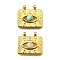 Natural Amazonite Pendants, Hollow Rectangle with Eye Charms, with 304 Stainless Steel Settings, Ion Plating(IP), Real 14K Gold Plated, 19x20x5mm, Hole: 2.5mm