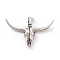 Tibetan Style 304 Stainless Steel Pendants, Cow Skull, Antique Silver, 28x52x8.5mm, Hole: 8x4mm