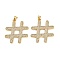 Brass Micro Pave Cubic Zirconia Pendants, Symbol #, Cadmium Free & Lead Free, Rack Plating, Long-Lasting Plated, Real 18K Gold Plated, 30x27x3mm, Hole: 3.5x3.5mm