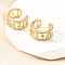 Brass Micro Pave Clear Cubic Zirconia Cuff Earrings, C-Shaped, Real 18K Gold Plated, 16.5x15x8mm