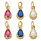 6Pcs 3 Colors Brass Micro Pave Clear Cubic Zirconia Charms, with Jump Rings, Long-Lasting Plated, Real 18K Gold Plated, Teardrop, Mixed Color, 10.5x5.5x3.5mm, Hole: 3.4mm, 2pcs/color