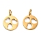 304 Stainless Steel Charms, with Jump Ring, Flat Round Charm, Laser Cut, Golden, Heart, 13.5x11.5x1mm, Hole: 3.4mm