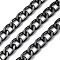 Oxidation Aluminum Cuban Link Chains, with Spool, Unwelded, Gunmetal, 17x11.5x2.5mm, about 65.62 Feet(20m)/Roll