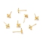 Light Sky Blue Cubic Zirconia Square Stud Earrings, Brass Jewelry for Women, Lead Free & Cadmium Free & Nickel Free, Real 18K Gold Plated, 7.5x7.5mm, Pin: 0.7mm